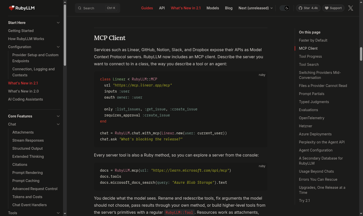 RubyLLM 2.1 MCP client guide