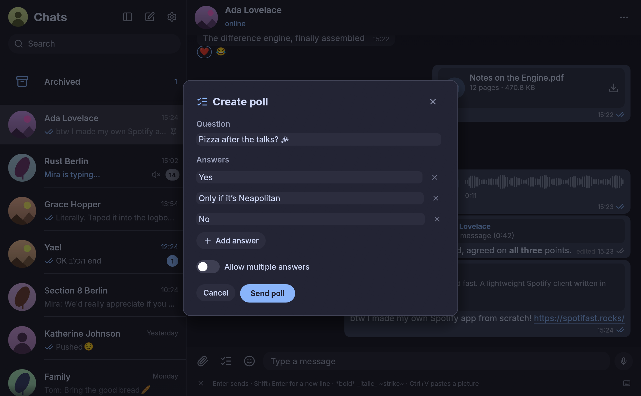 Creating a single-choice poll in ZapFast