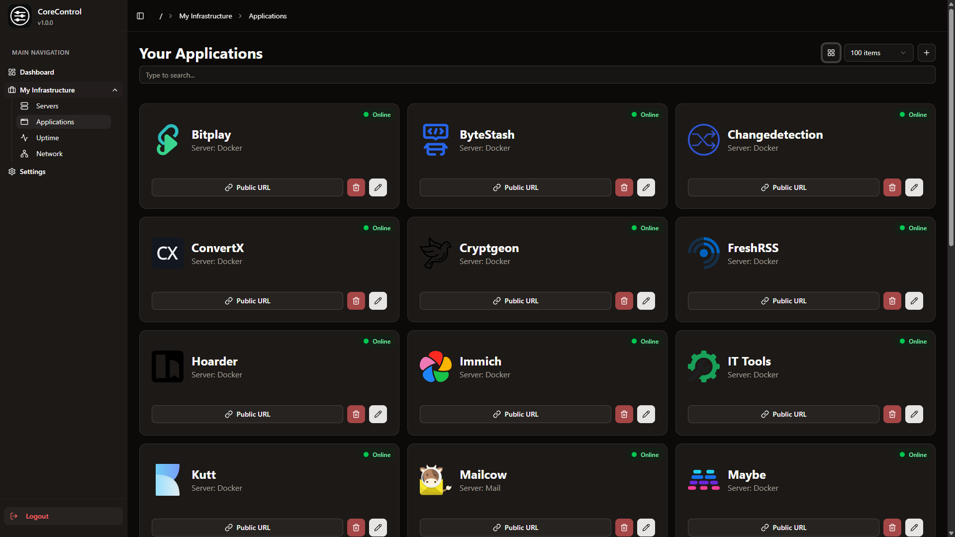 Applications Page
