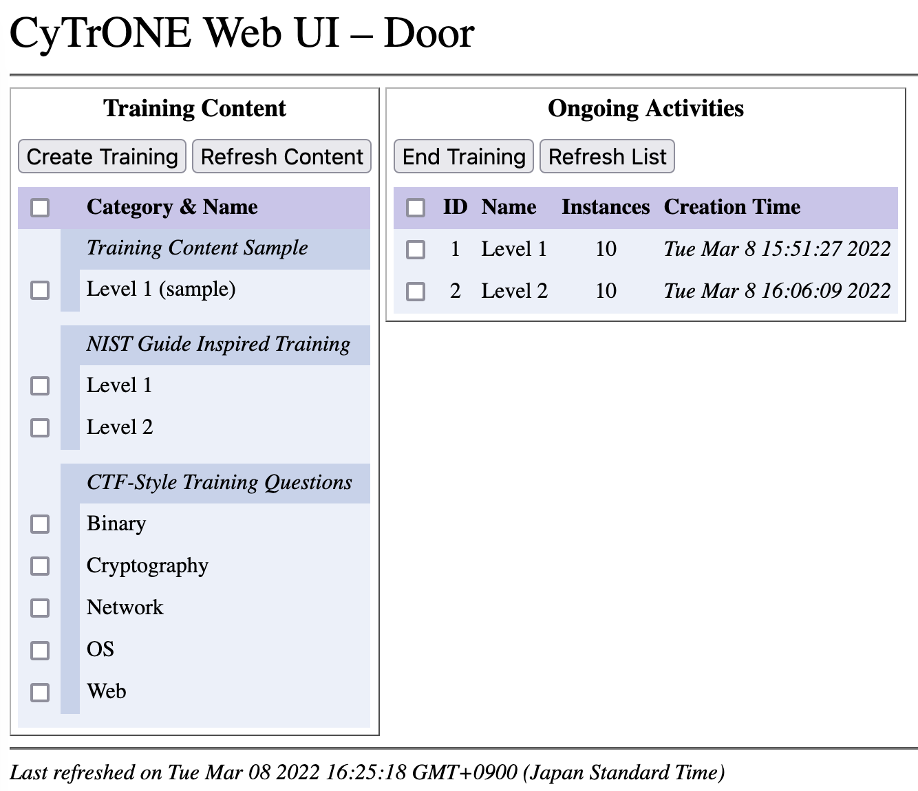 CyTrONE Web UI Screenshot