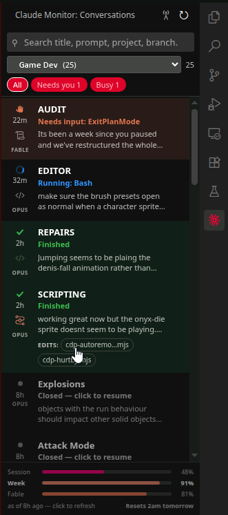 Claude Control sidebar screenshot