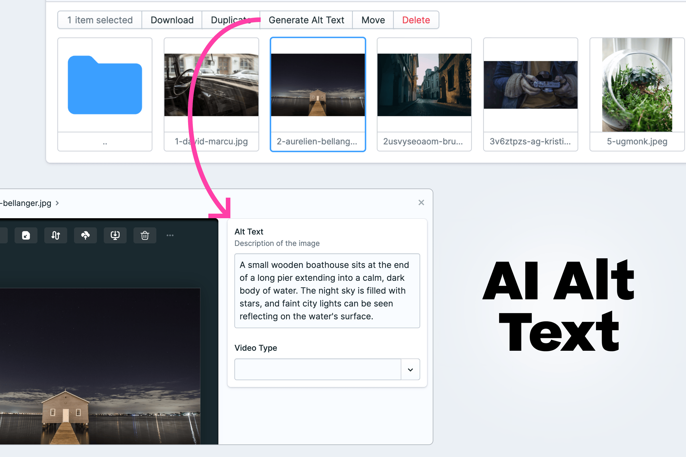 AI Alt Generator in the Statamic Asset Manager