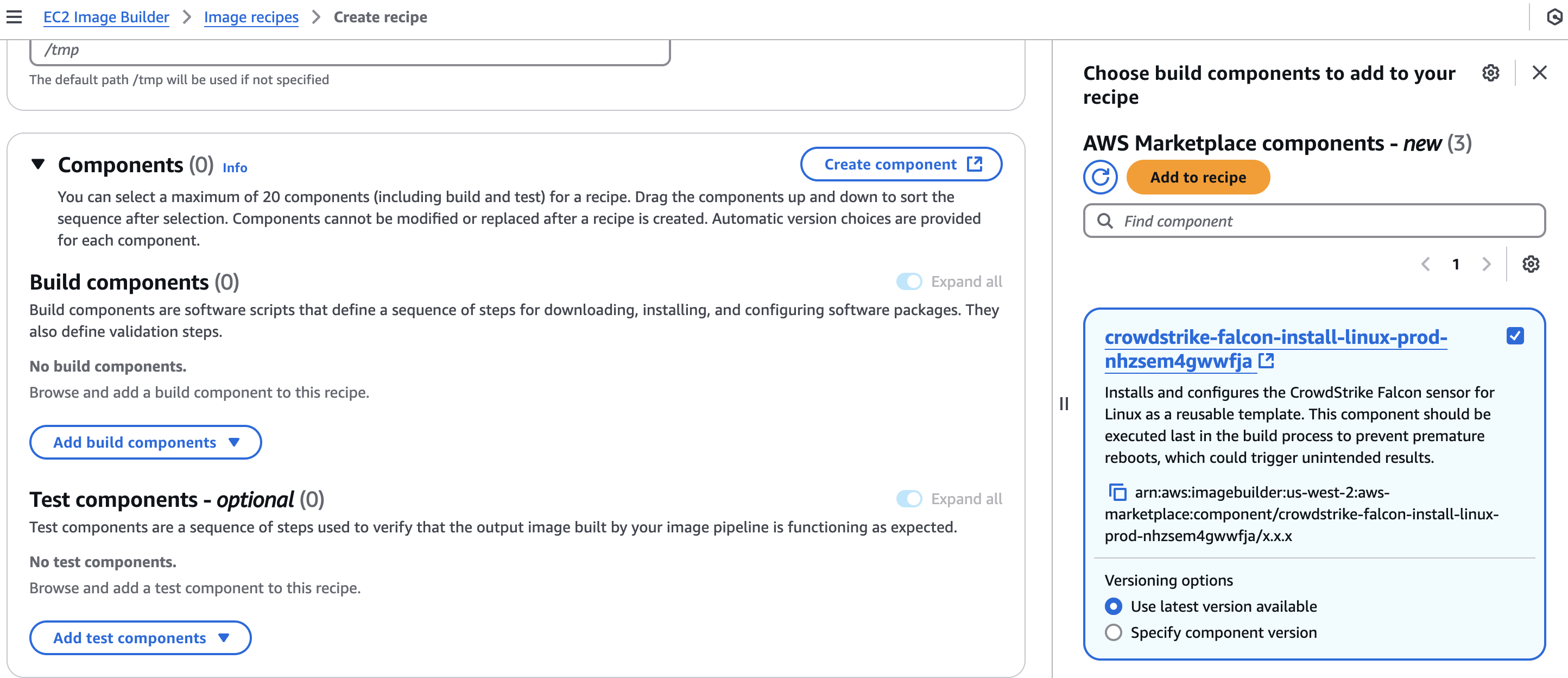 Add CrowdStrike Falcon component to recipe