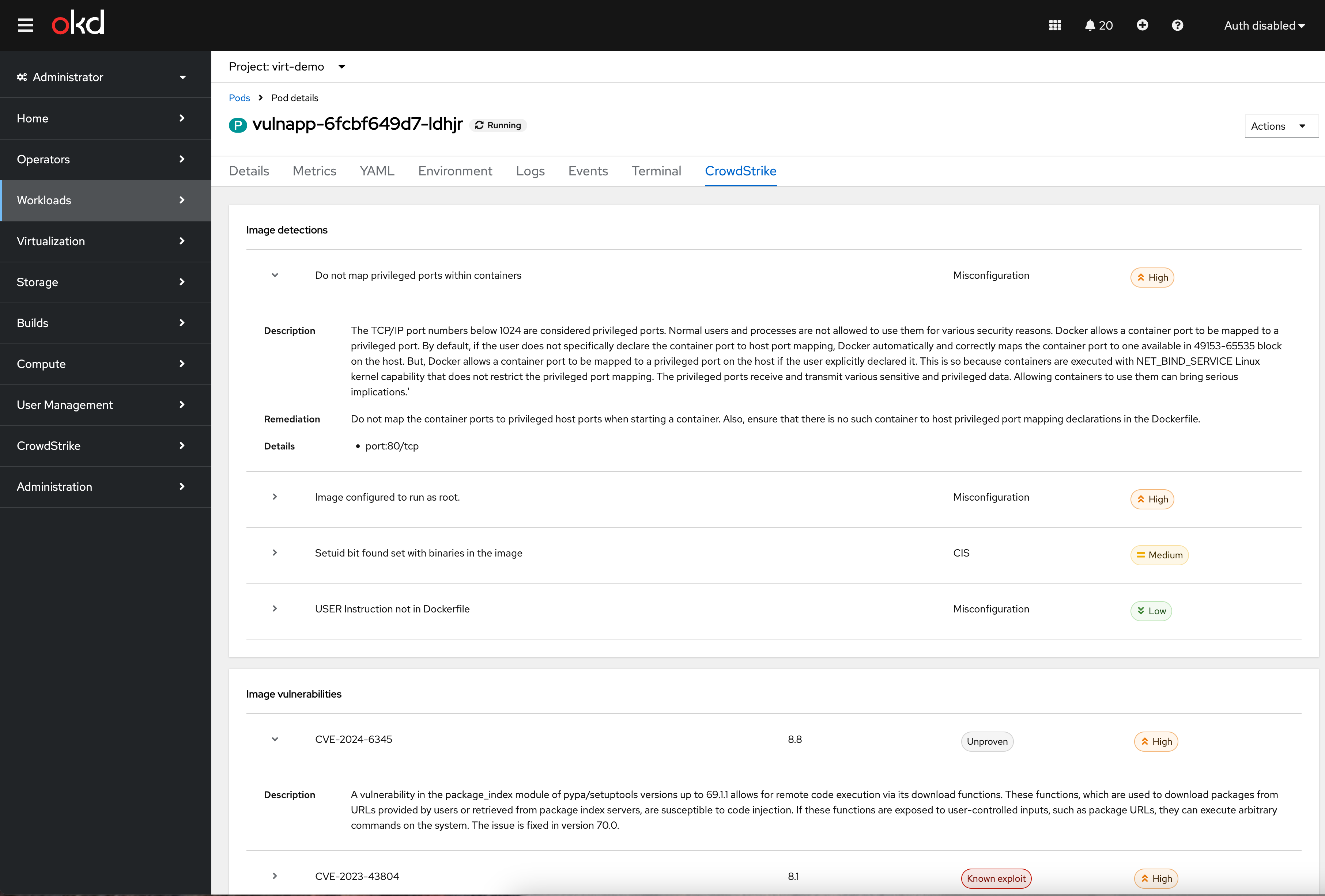 Screenshot of the pod page extension.