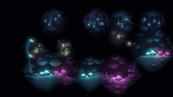 Animated glowing cave