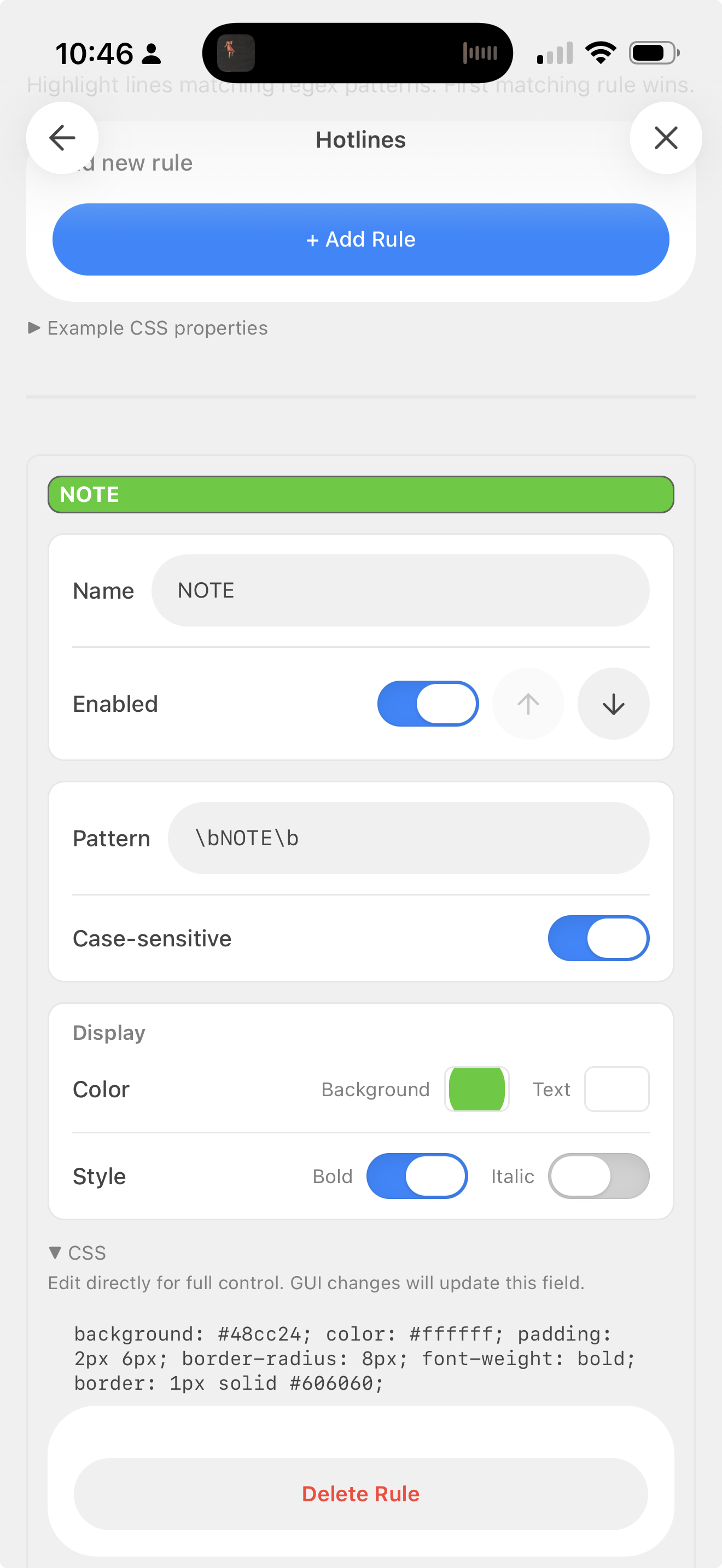 Mobile settings
