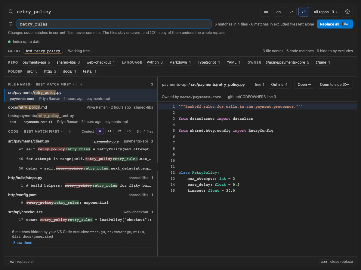 Built panel for editor-excludes: Replace leaves 6 matches in excluded files alone
