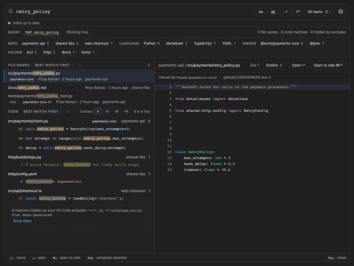 Built panel for editor-excludes: retry_policy with 6 matches hidden by VS Code's excludes