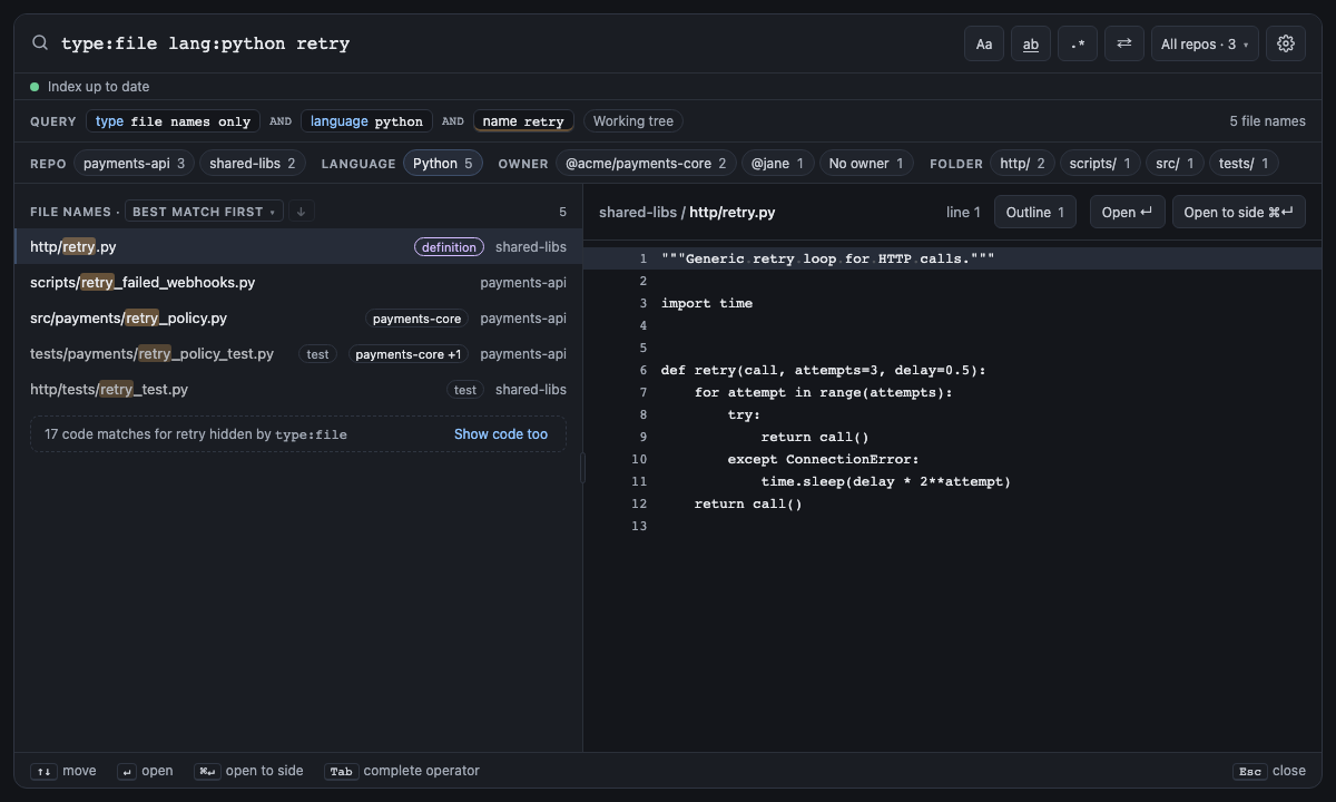 Built panel for file-names-only