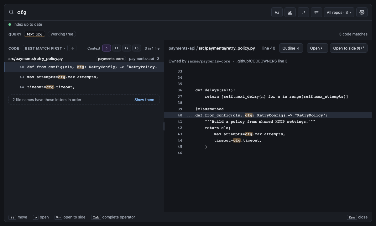 Built panel for fuzzy-file-names: cfg, exact, with the note offering 2 file names