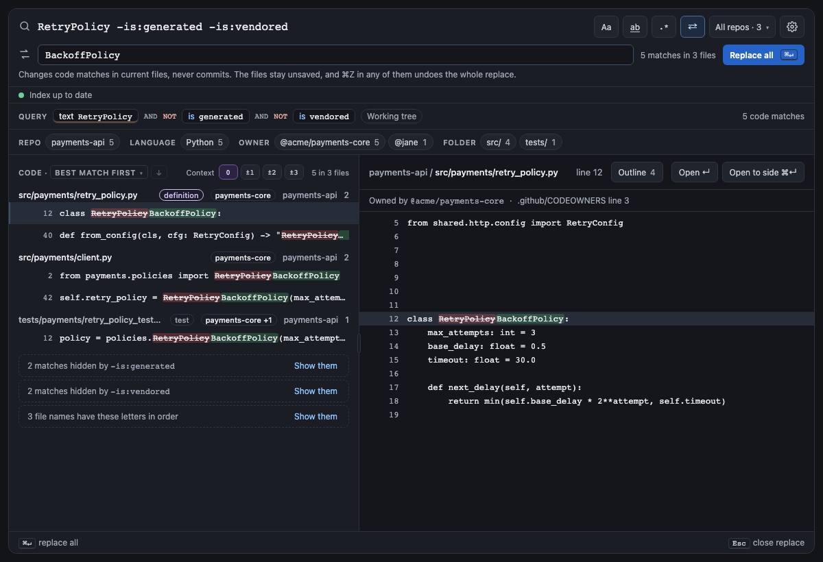 Built panel for generated-vendored: RetryPolicy -is:generated -is:vendored, replaced with BackoffPolicy