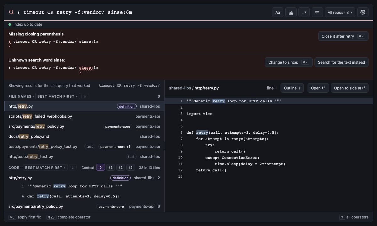 Built panel for query-errors