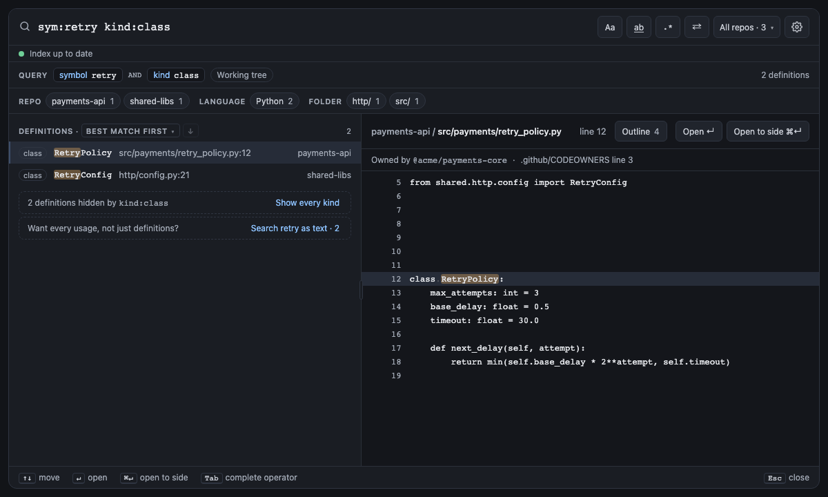 Built panel for symbol-kinds: sym:retry kind:class