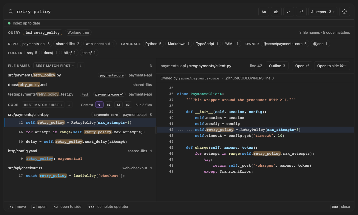 Built panel for syntax-colors: retry_policy under Dark Modern