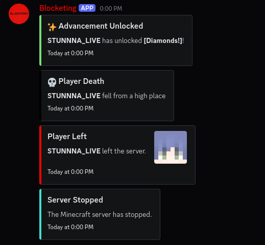 Discord-Channel with Minecraft events & status