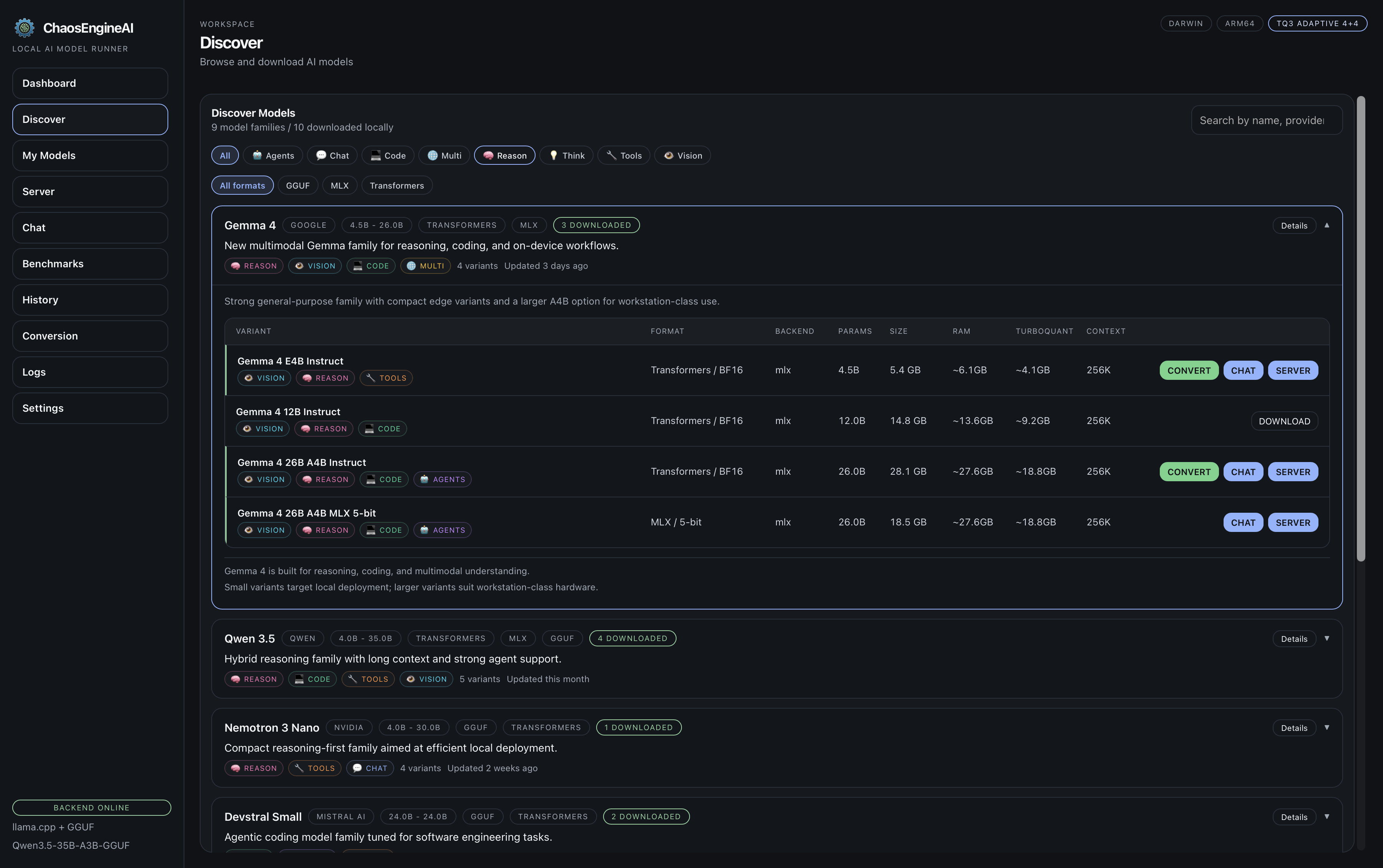 ChaosEngineAI Discover tab