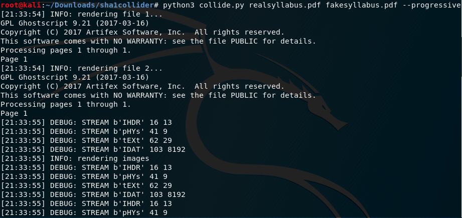 Generating SHA-1 Collisions using collide.py