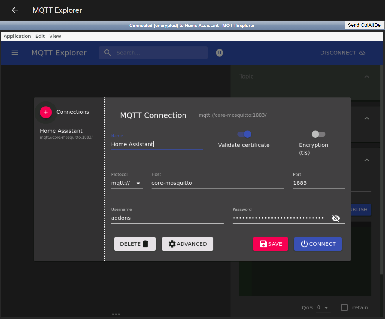 MQTT Explorer Addon Screenshot