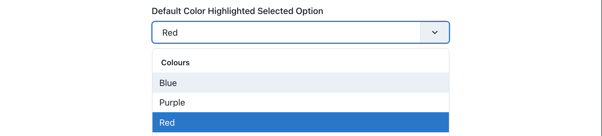 Color Highlighted Selected Option