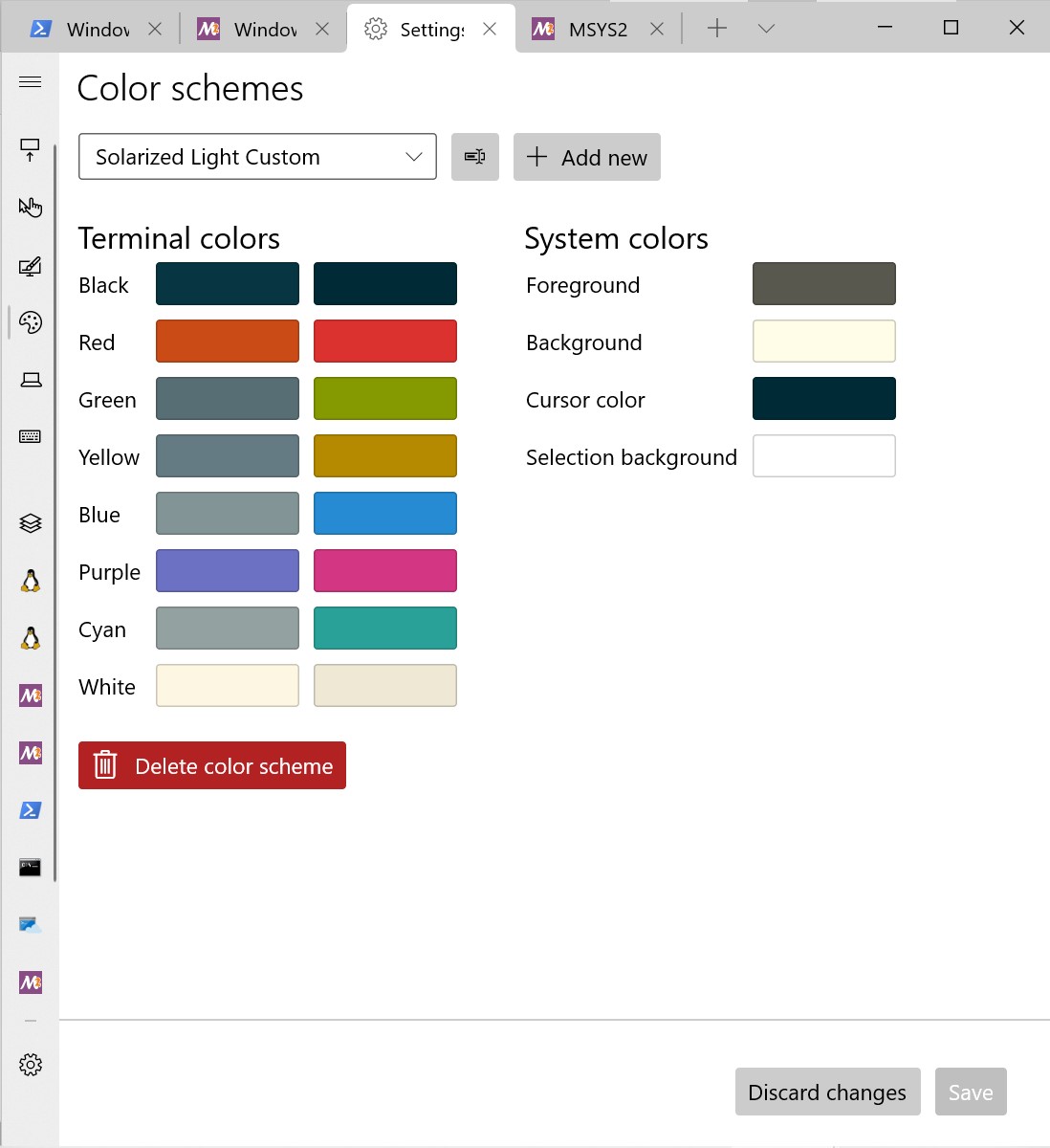 Windows Terminal Solarized Light custom palette
