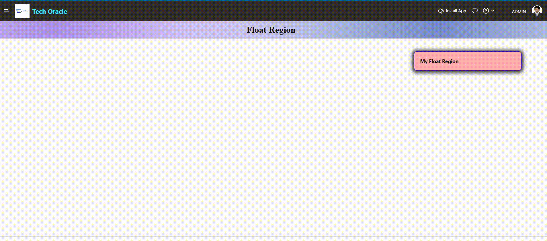 Float Region On Oracle APEX
