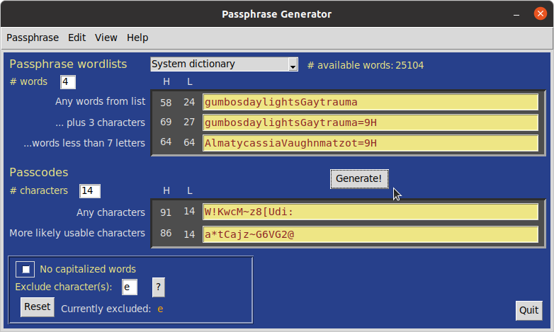 passphrase GUI