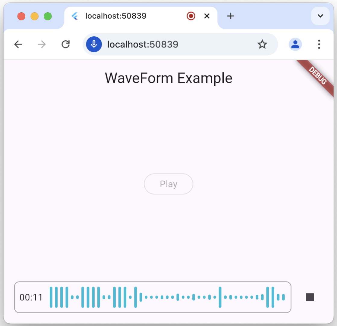 Screenshot of waveform_recorder in action