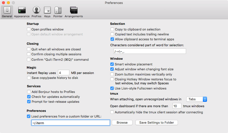 Preferences folder setup