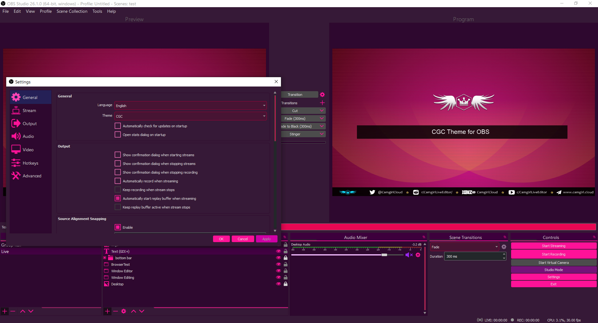 Screenshot OBS theme