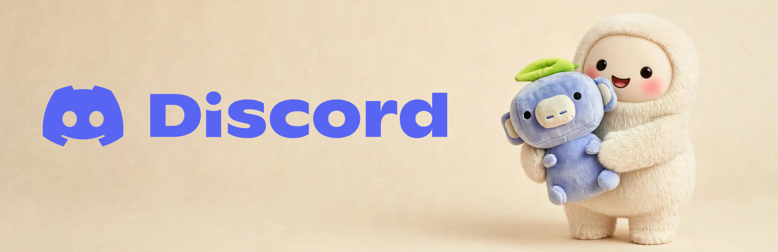 Discord wordmark next to Muse's mascot Jolly holding Wumpus, Discord's mascot
