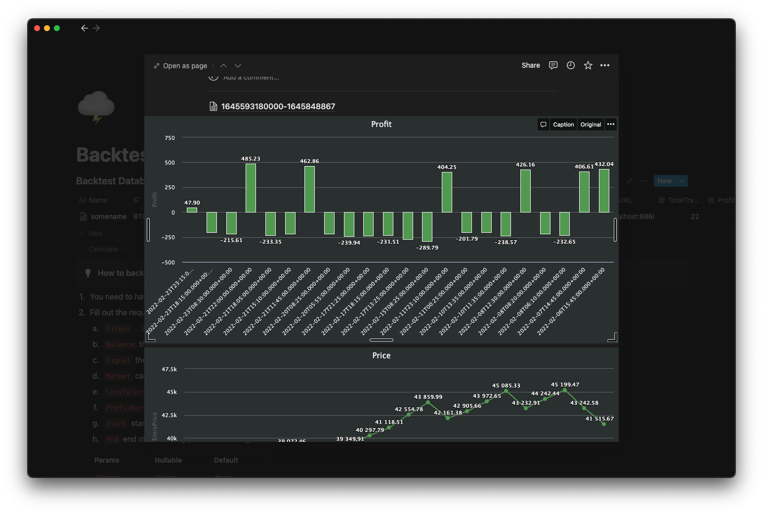 backtest result db