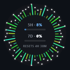 Audiowave Orb Peak hold skin: the same ring with falling peak caps above each bar