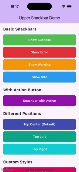 Upper Snackbar Demo