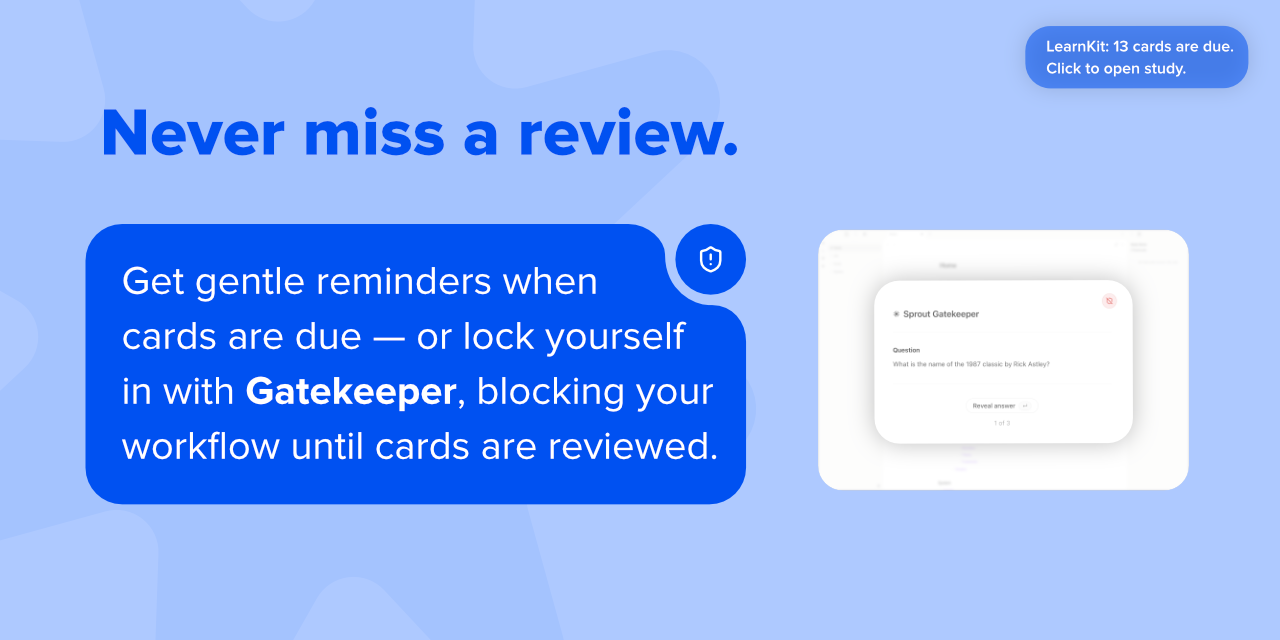 LearnKit Banner Six - Reminders & Gatekeeper