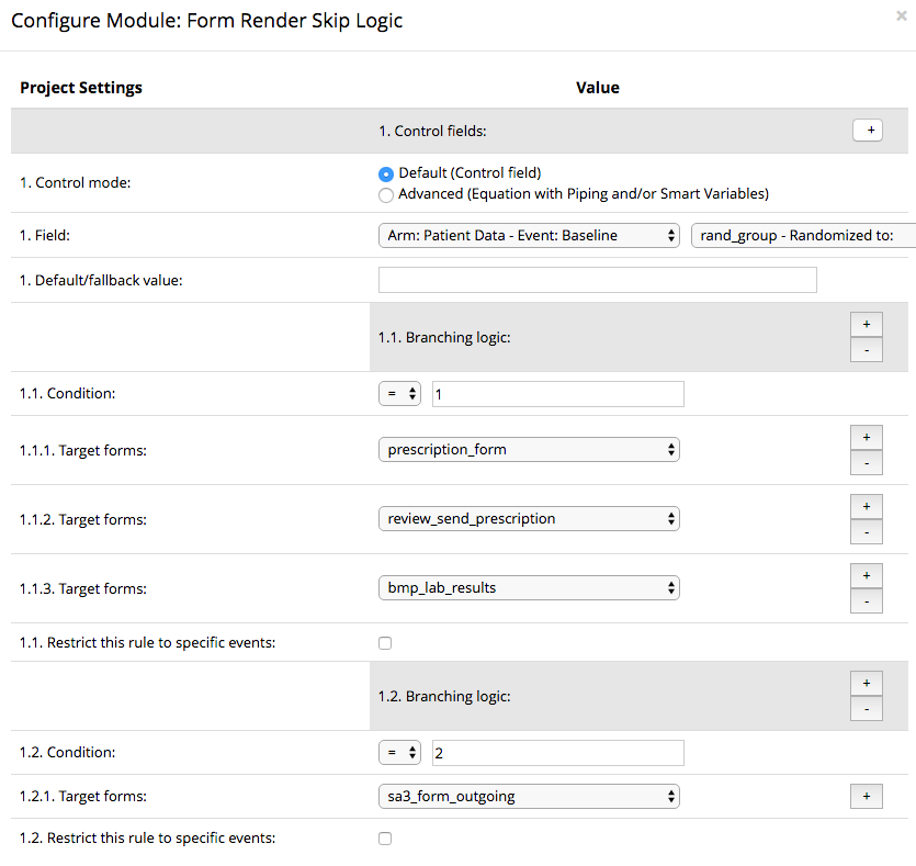 module configuration screen