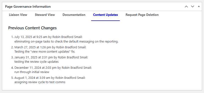 List of recent commit messages