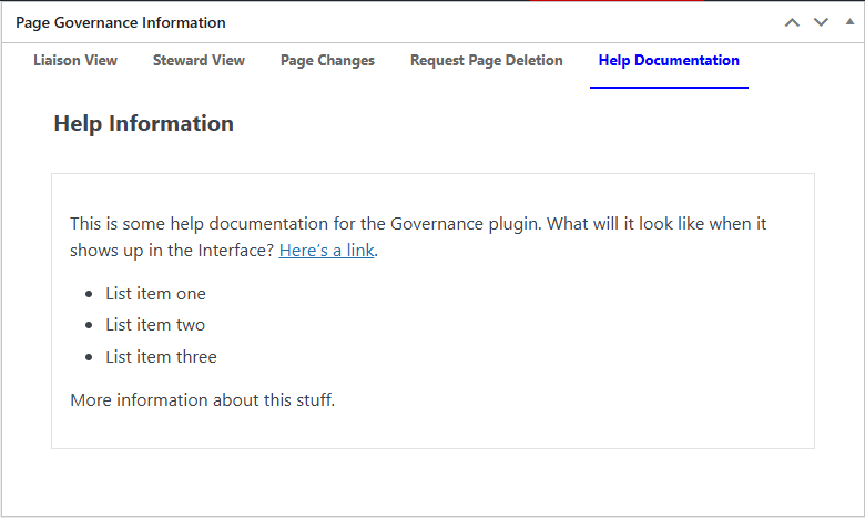 Optional Help Documentation Tab