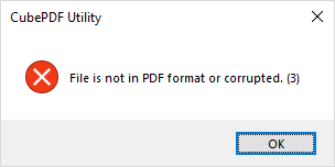 Message when the file fails to open