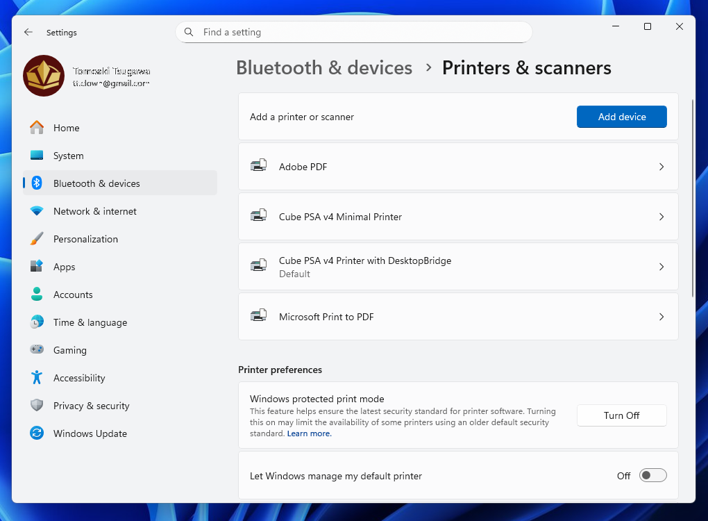 Windows Protected Print Mode supported printers
