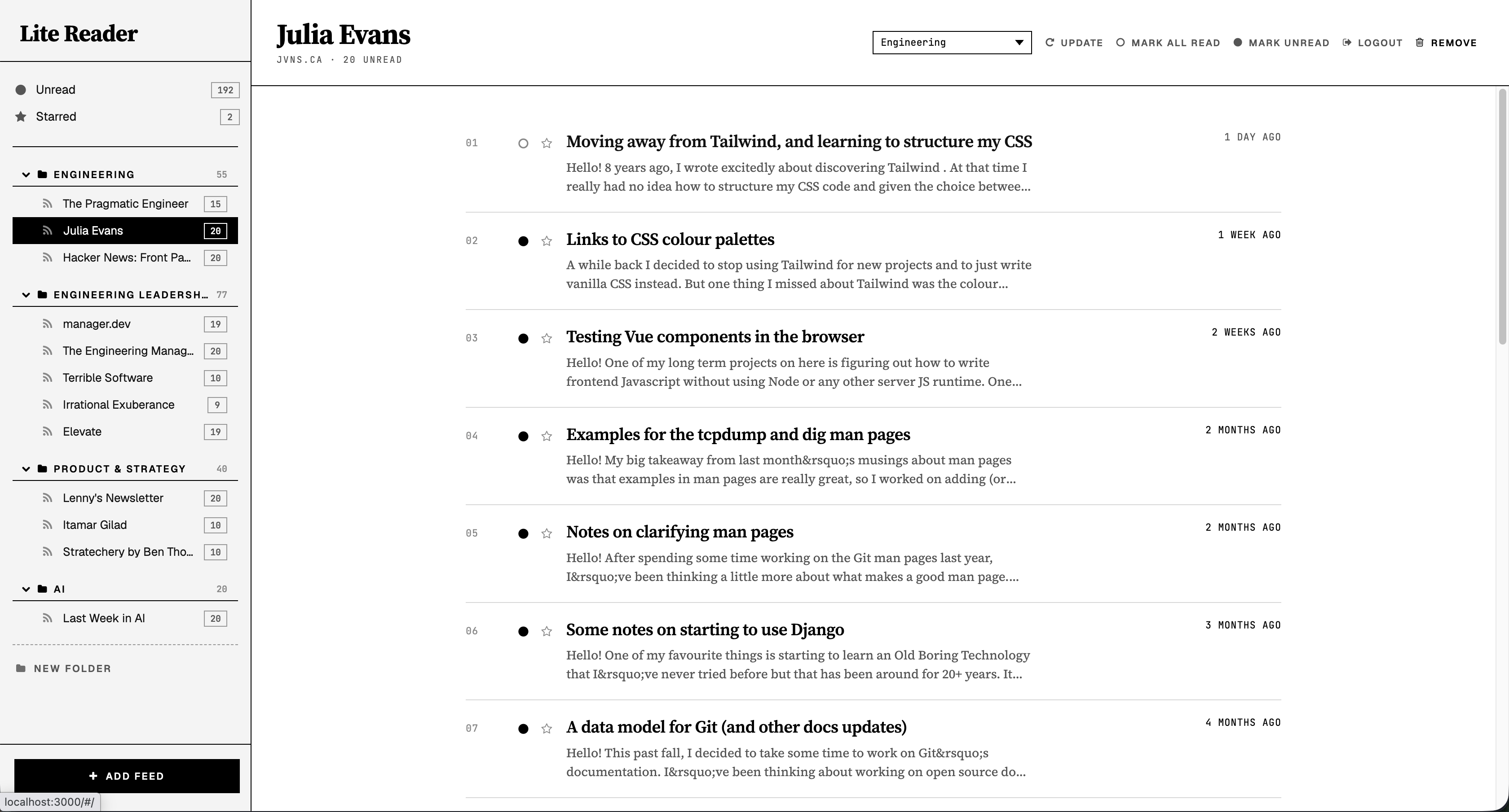 Feed list