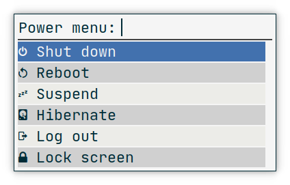 Screenshot of Rofi Power Menu