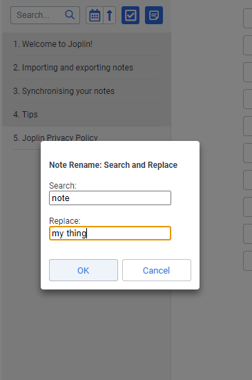 Search and replace title text for selected notes