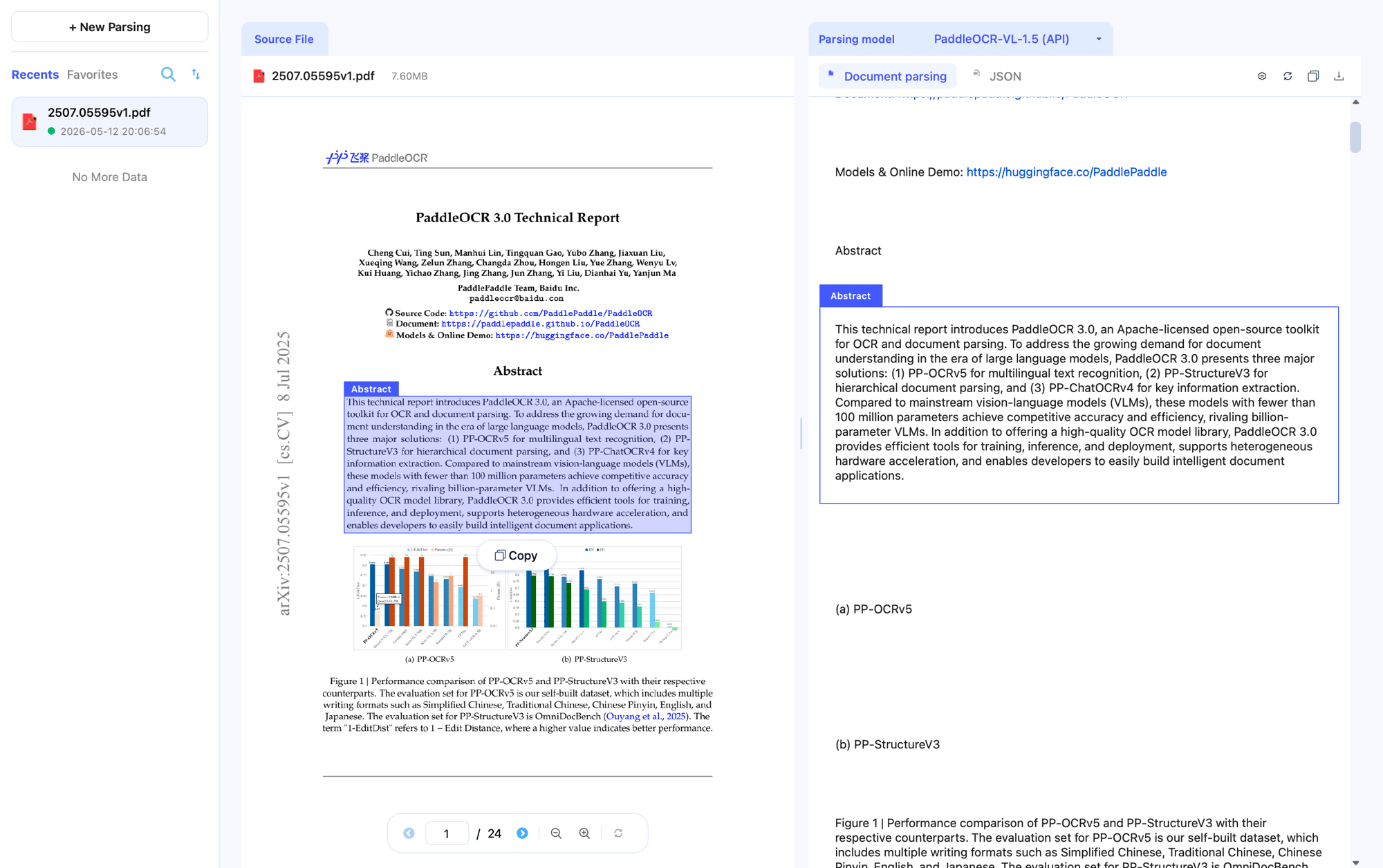 Document Parsing 左右对照视图