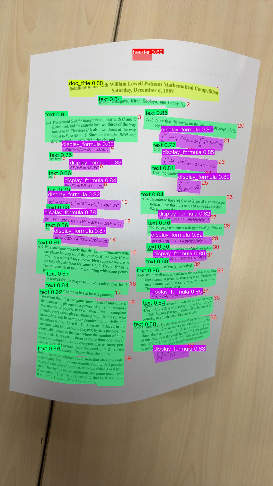 版面分析可视化结果