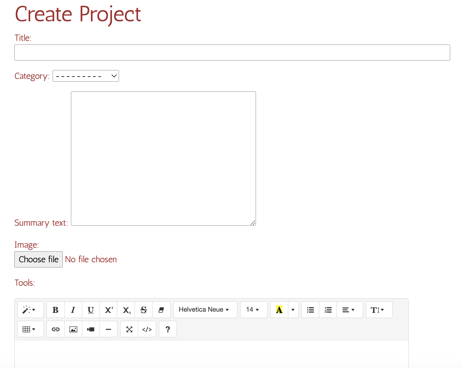 Create A Project Form
