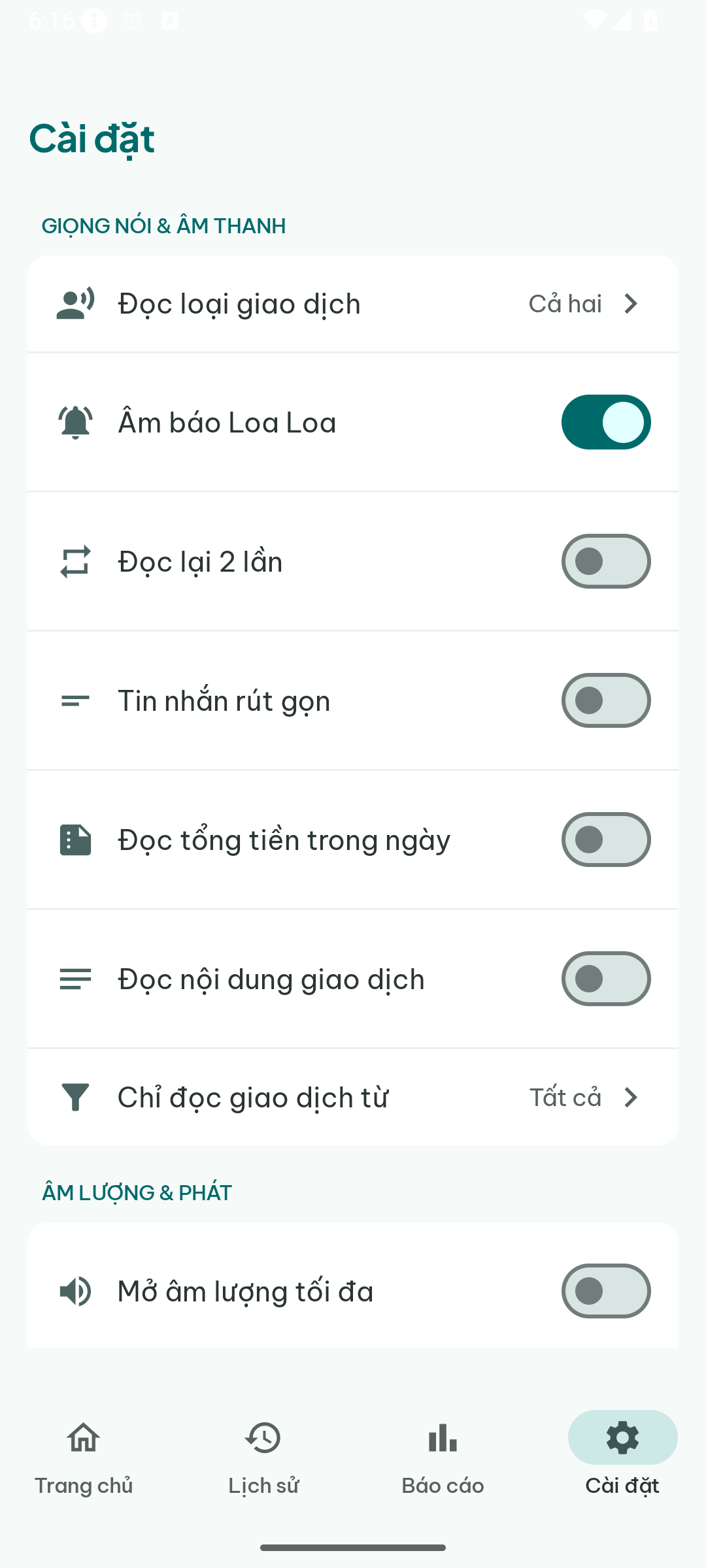 Cài đặt