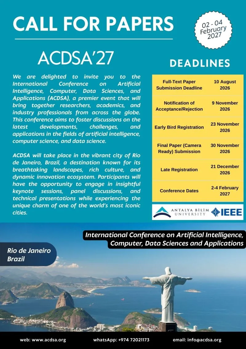 IV Conferência Internacional sobre Inteligência Artificial, Computação, Ciência de Dados e Aplicações (ACDSA 2027)