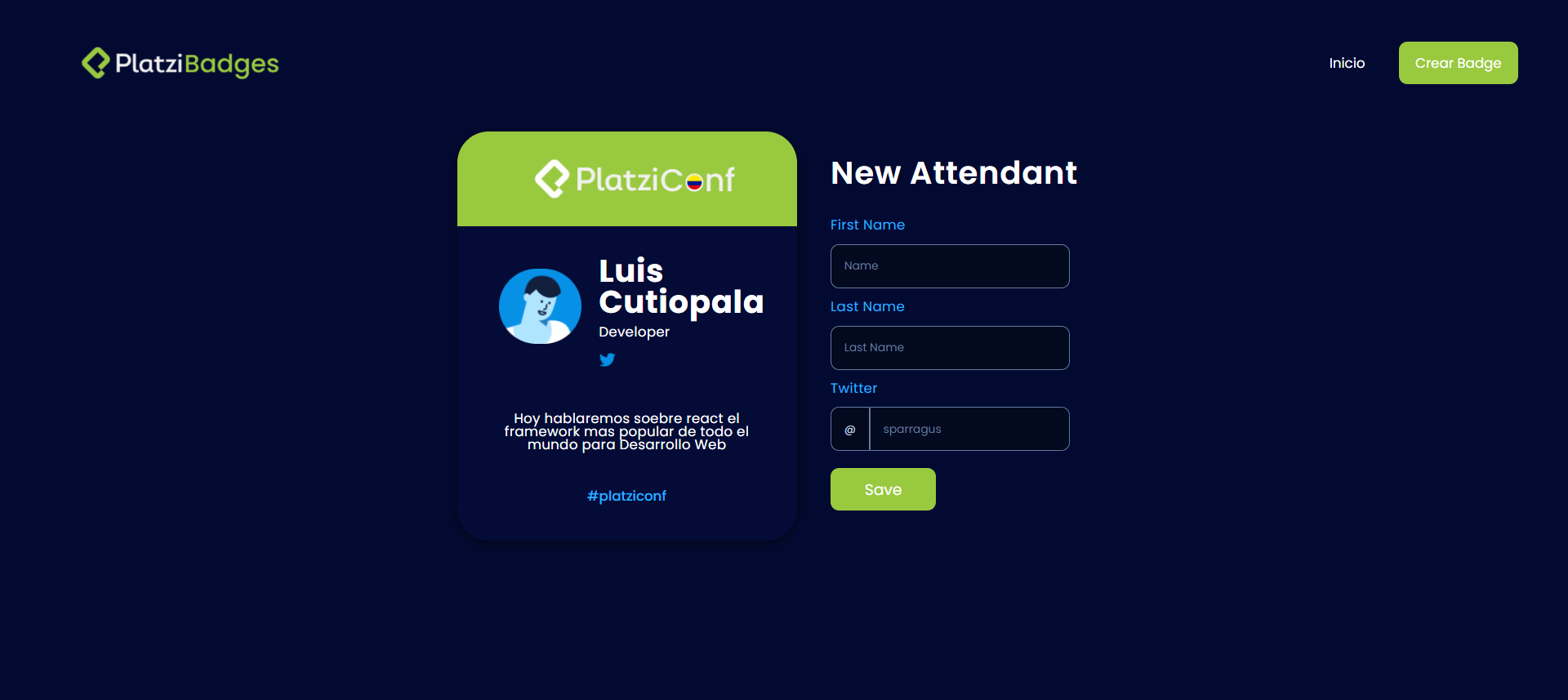 GitHub - cutioluis/platzi-badges: Proyecto de curso de React de @Platzi ...