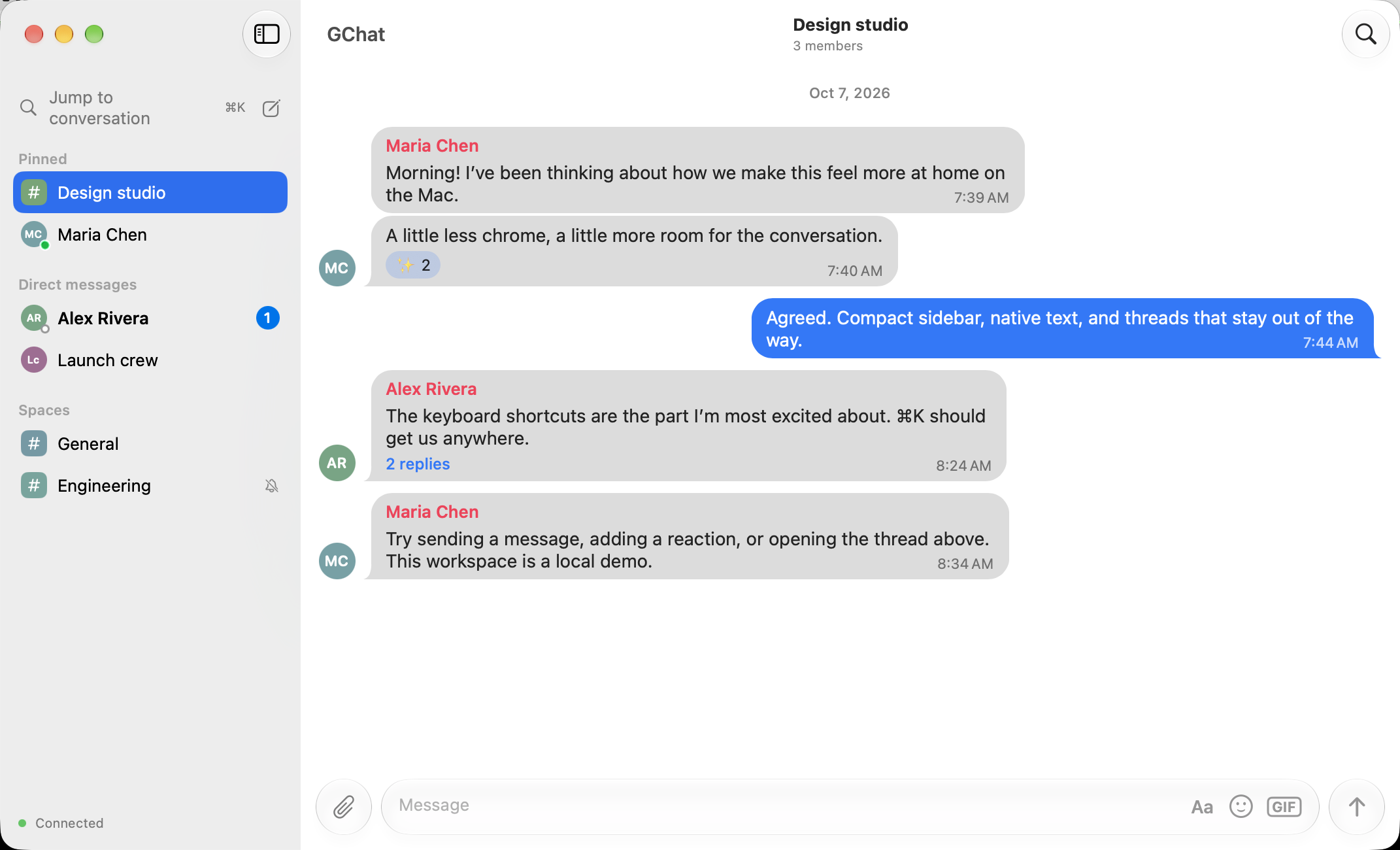 A conversation in GChat