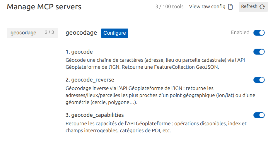 geocodage MCP Tools
